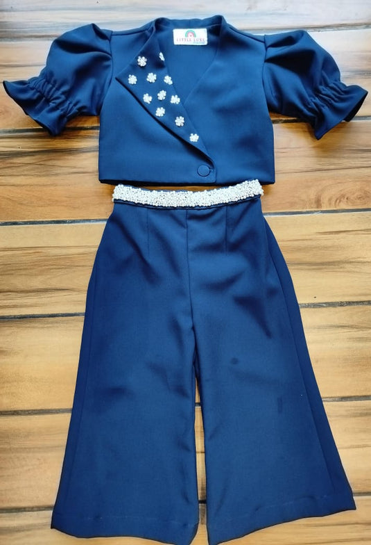 Navy Pearl Embellished Coord Set