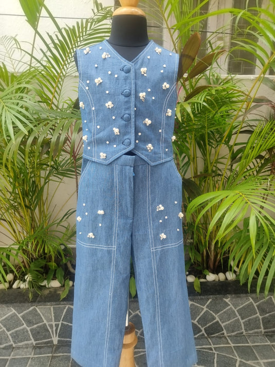 Denim Pearl And Stone Coord Set