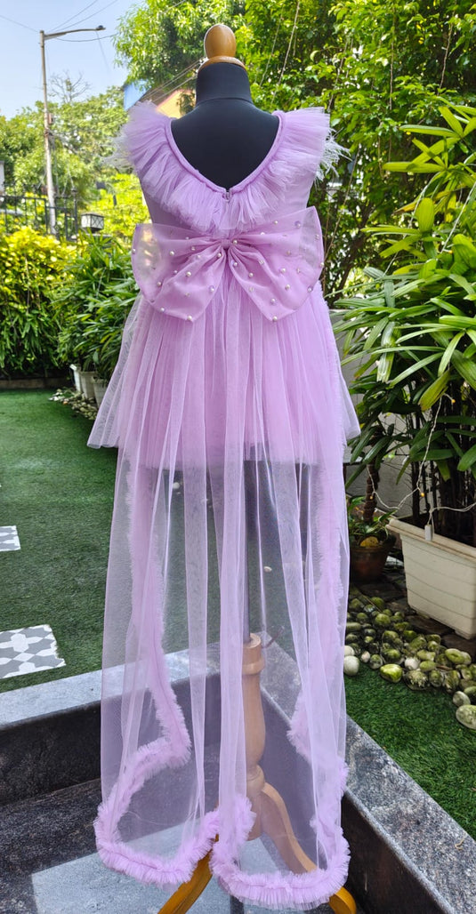 Pink Pearl Dress With Trail