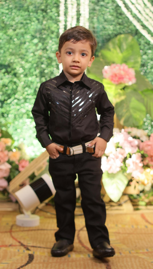 Black Metallic Lace Shirt