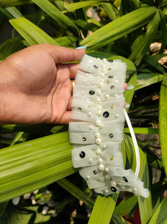 Pearl And Sequins Net Hairband