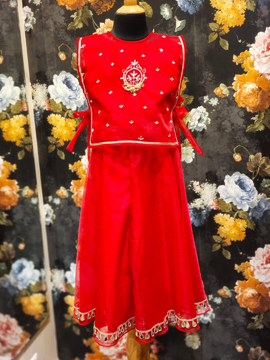 Red Bib Top Palazzo Set