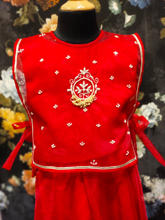 Red Bib Top Palazzo Set