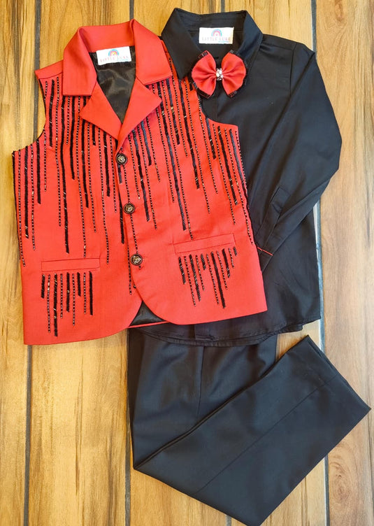 Red Katdana Waistcoat Full Set