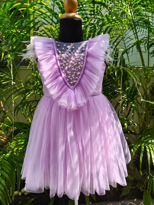Pink Pearl Dress With Trail