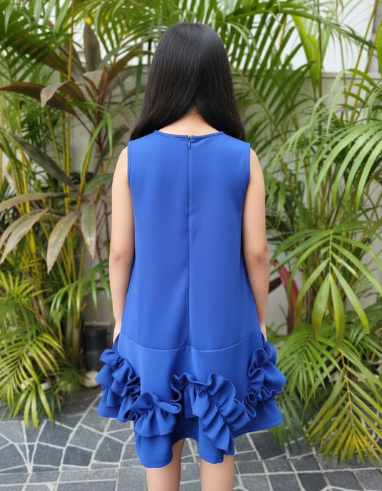 Blue Frill Bow Dress