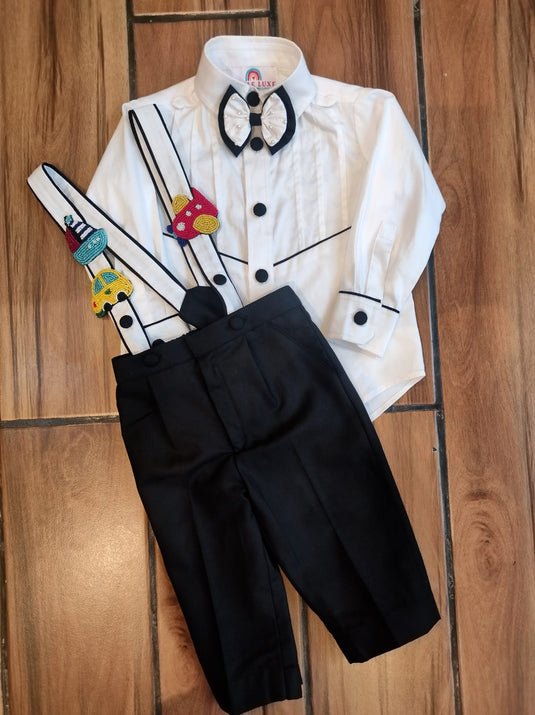Transport Suspender Set White Black