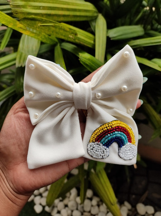 Rainbow Pearl Bow Clip