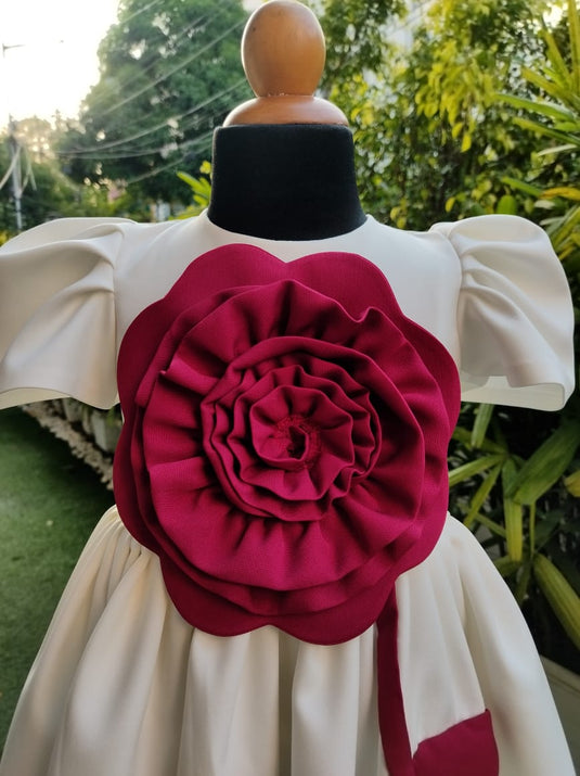 White Flower Dress full/half sleeve