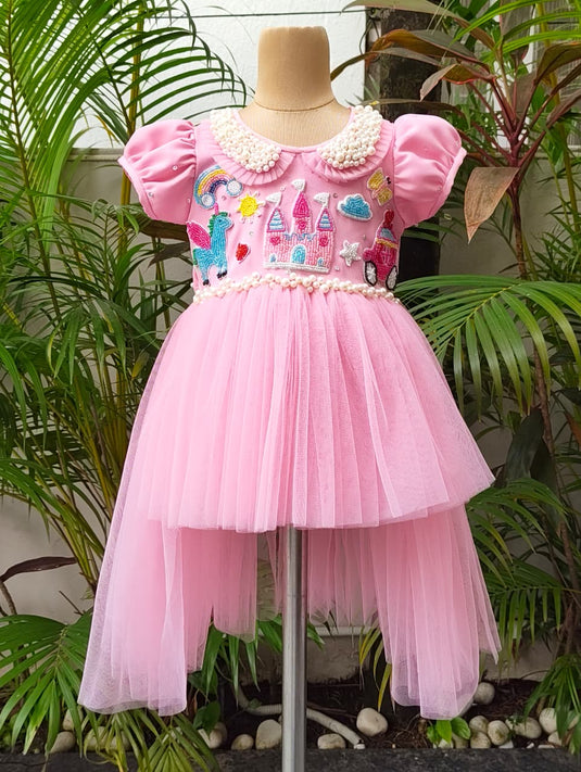 Unicorn Castle Hi Low Dress Pink