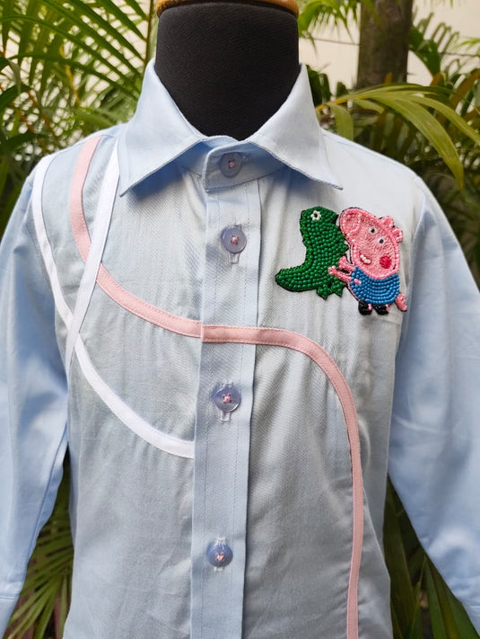 Blue 3 Line George Pig Shirt