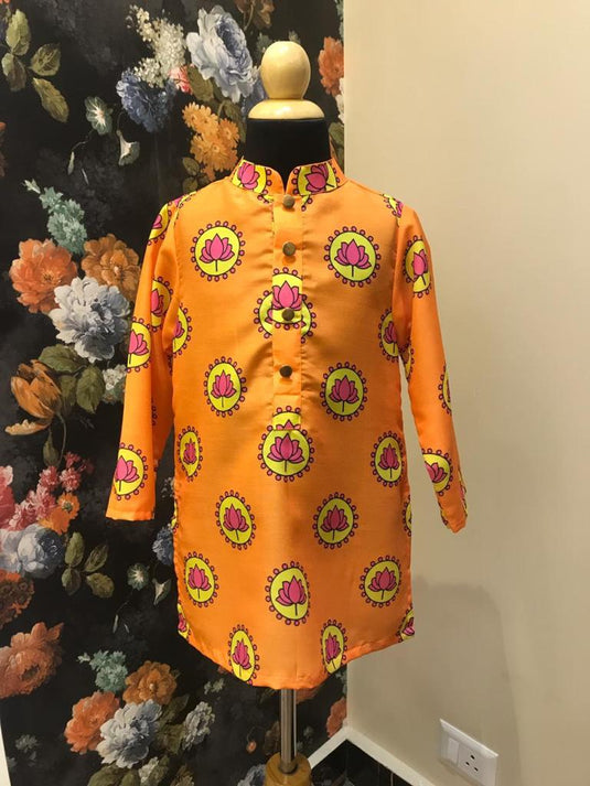 Orange Lotus Kurta Set