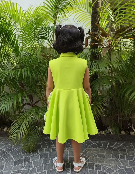 Neon Green Flower Dress