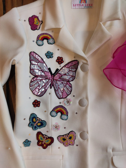 Butterfly Blazer Ruffle Cord Set