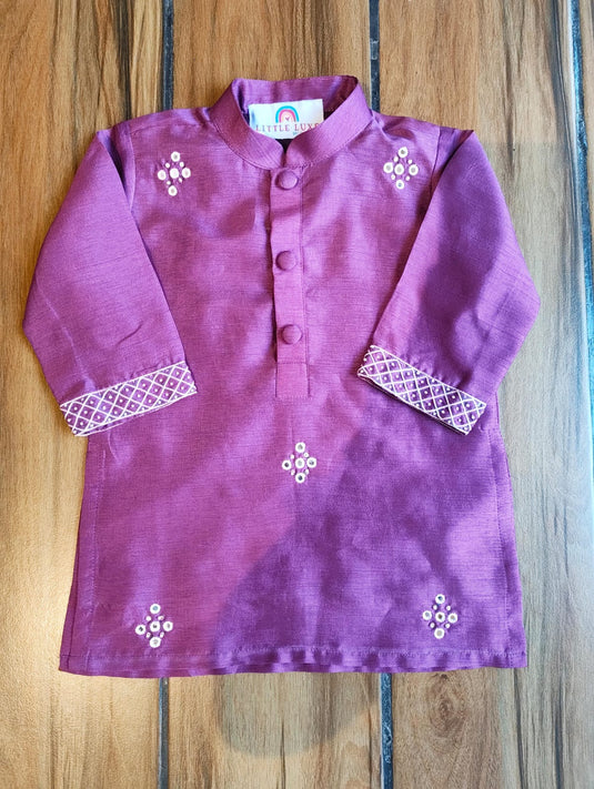 Purple Mirrorwork Kurta Set With Pant