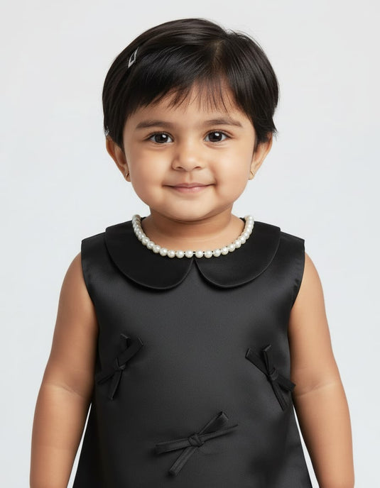 Black Satin Bow Dress