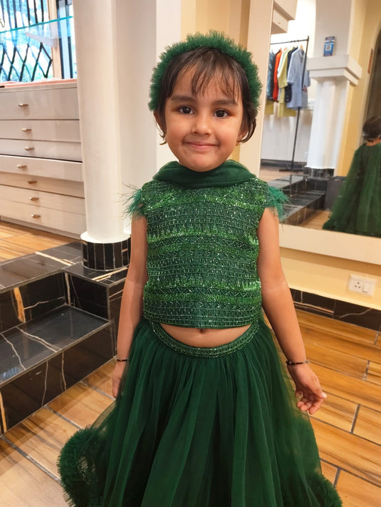 Bottle Green Katdana Lehenga