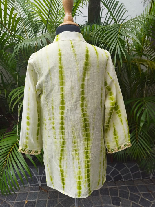 Green Tie Dye Mirrorwork Kurta Set With Pant