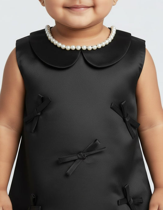 Black Satin Bow Dress