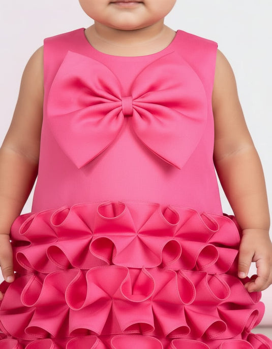 Pink Ruffle And Bow Dress