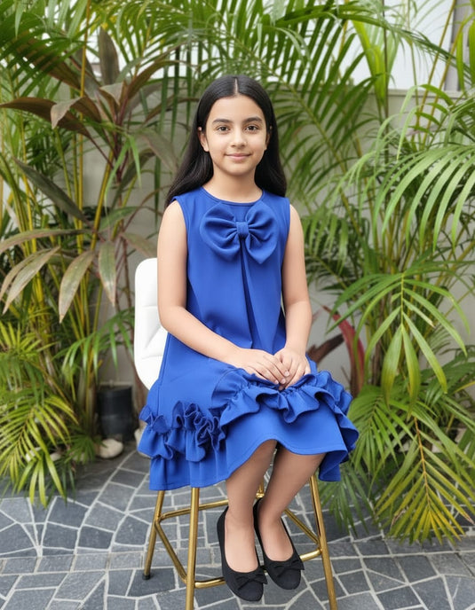 Blue Frill Bow Dress