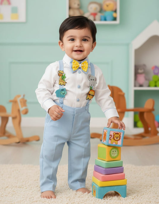 Jungle Theme Light Blue Suspender Set