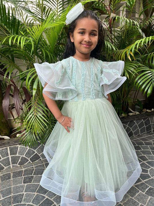 Mint Green Sequins Horsehair Dress