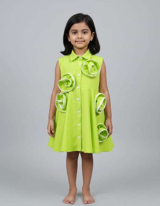 Neon Green Flower Dress