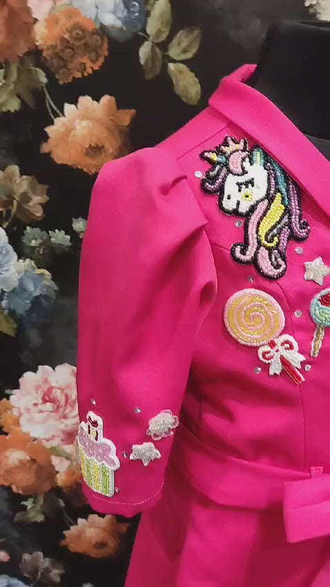 Pink Unicorn Candy Blazer Belt Dress
