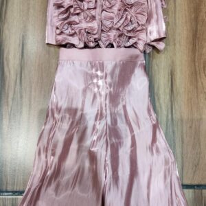 PINK BUTTERSILK RUFFLE TOP AND PANT CO ORD SET