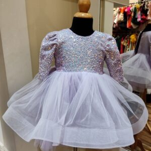 LILAC EMBELLISHED NET AND ORGANZA DRESS