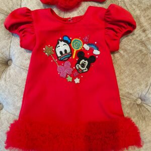 SCUBA KNEE LENGTH RED RUFFLE DISNEY DRESS