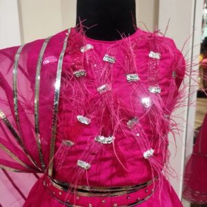 HOT PINK CD LACE LEHENGA WITH DRAPE ATTACHED DUPATTA