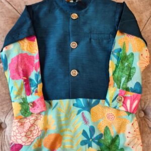 FLORAL KURTA WITH ATTACHED JACKET SET