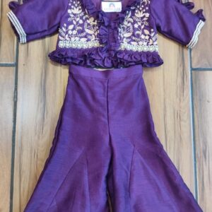 PURPLE PALAZZO AND EMBROIDERED TOP