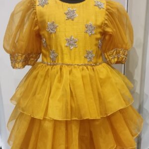 YELLOW ORGANZA AND SILK GOWN