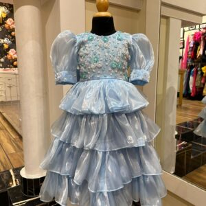BABY BLUE EMBROIDERED GOWN