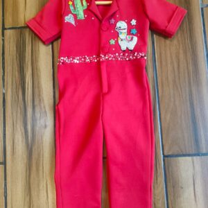 RED CREPE LLAMA  JUMPSUIT